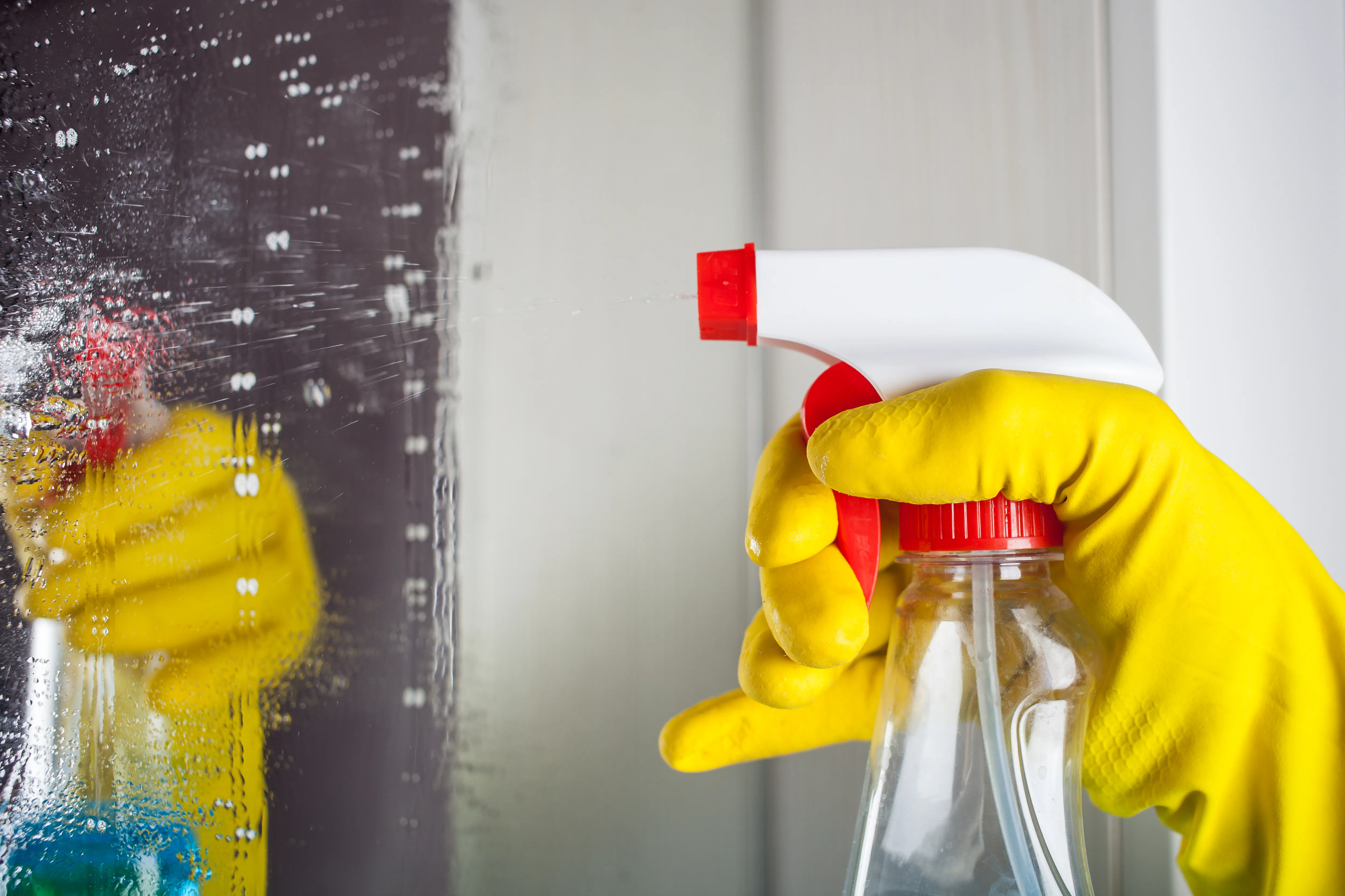 Maid cleaning sink and window fixtures — Ange Cleaning