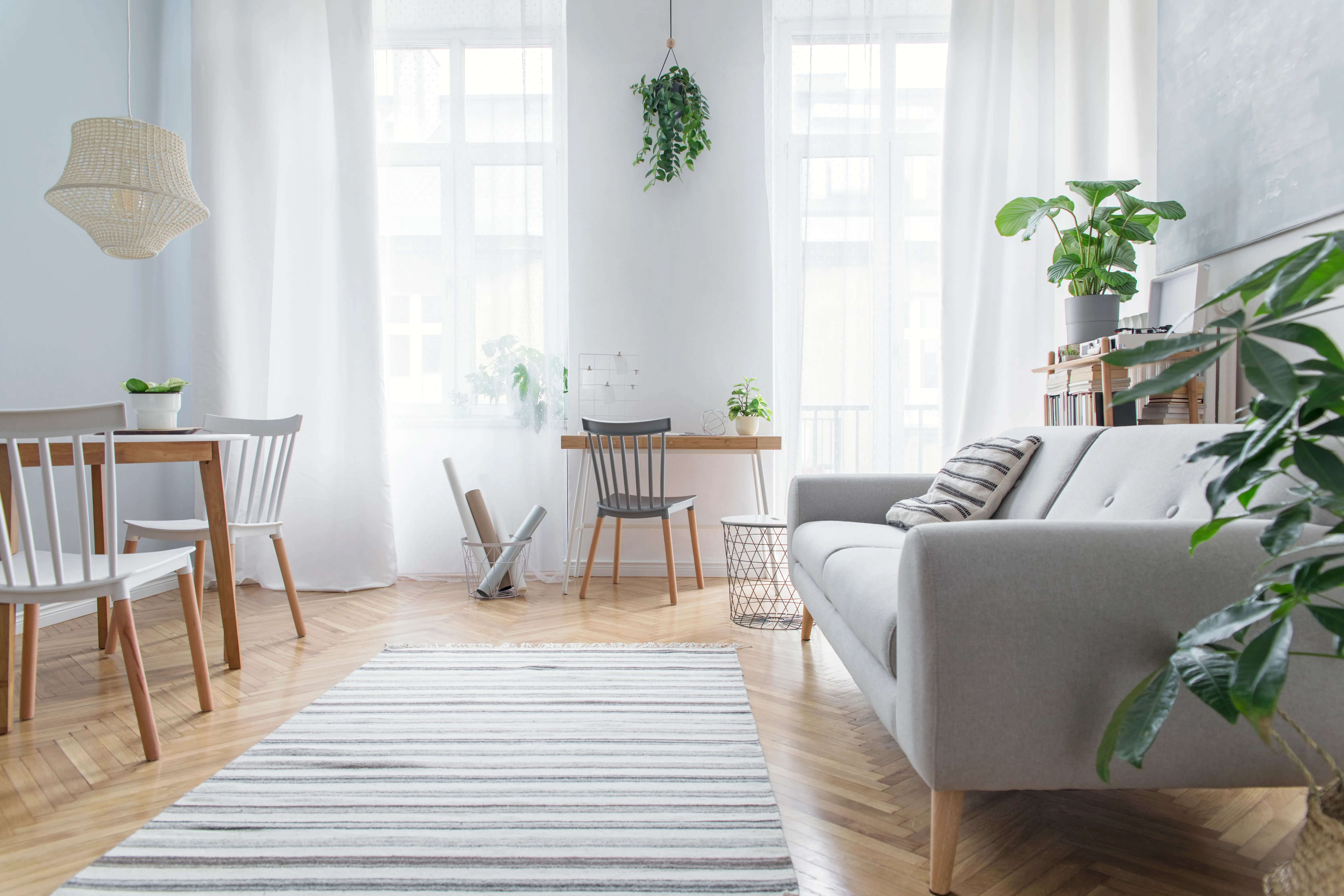 Scandinavian living room Airbnb clean Ange Cleaning